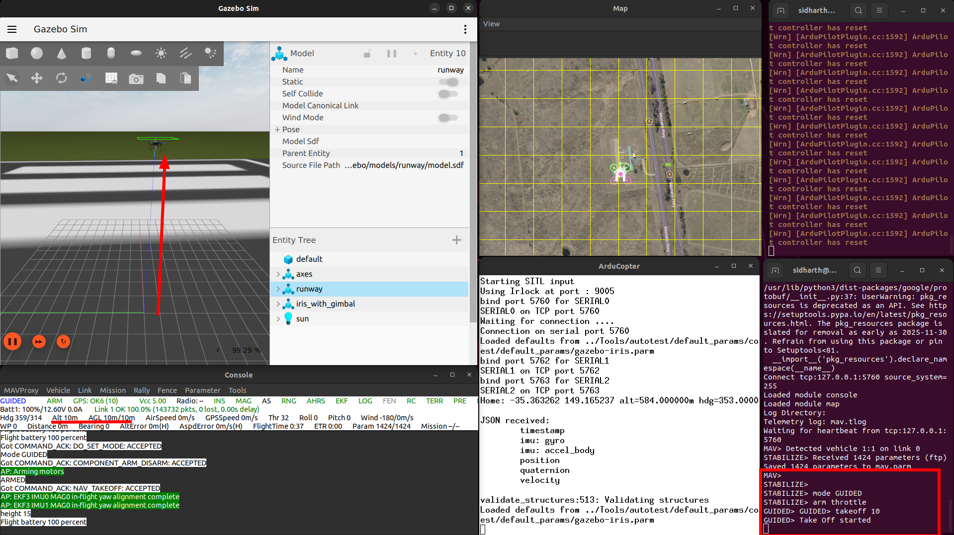 Test Flight in Gazebo
